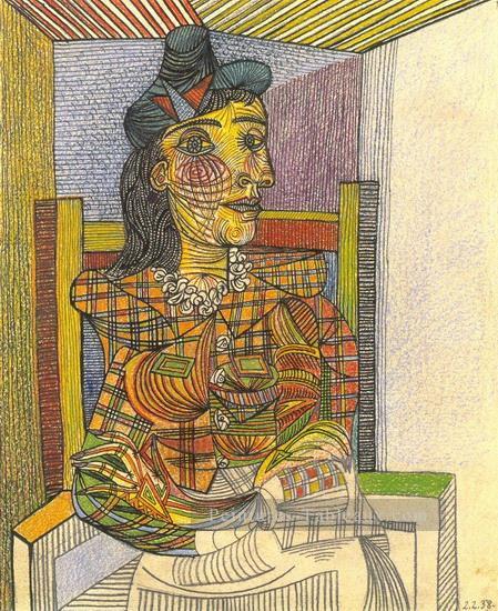 Portrait de Dora Maar assise 1 1938 cubistes Peintures à l'huile